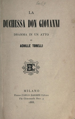 Cover for La duchessa don Giovanni