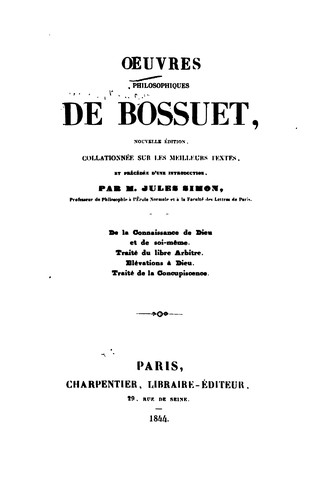 Cover for Oeuvres philosophiques de Bossuet