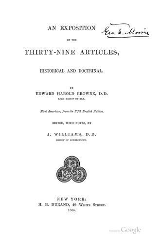 Cover for An Exposition of the Thirty-nine Articles: Historical and Doctrinal