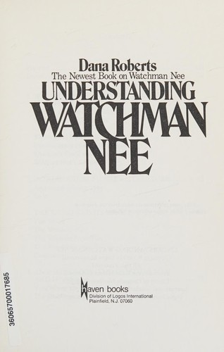 Cover for Understanding Watchman Nee
