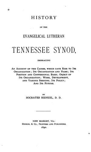 Cover for History of the Evangelical Lutheran Tennessee Synod.