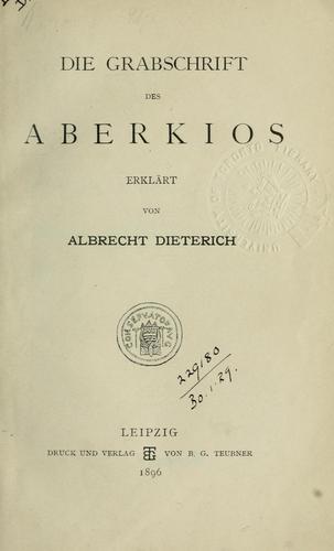 Cover for Die Grabschrift des Aberkios