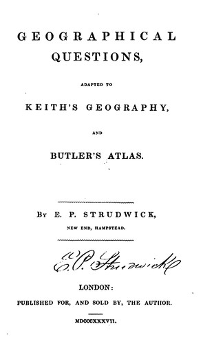 Cover for Geographical questions, adapted to Keith's Geography and Butler's Atlas