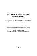 Cover for Provinz im Leben und Werk von Hans Fallada