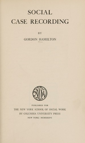 Cover for Social case recording