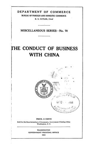 Cover for The conduct of business with China ....