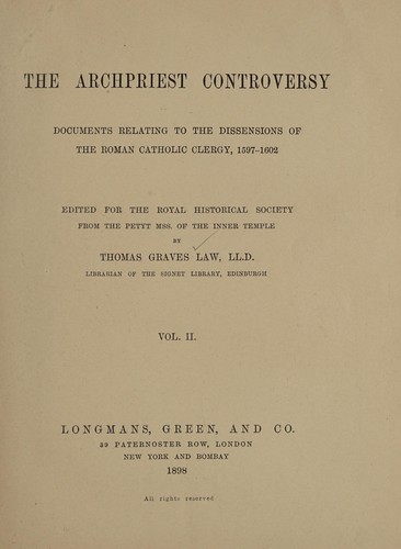 Cover for The archpriest controversy