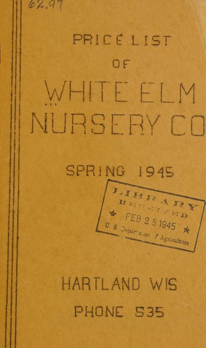Cover for Price list of White Elm Nursery Co., spring 1945