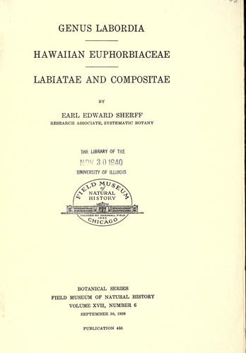 Cover for Genus Labordia.