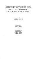 Cover for Ordine et officij de casa de lo illustrissimo signor duca de Urbino