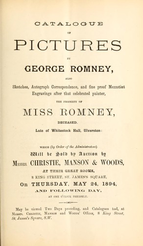 Cover for Catalogue of pictures by George Romney
