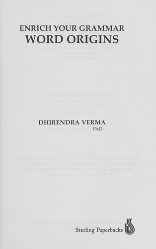 Cover for The Sterling book of word origins