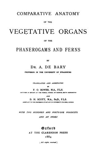 Cover for Comparative anatomy of the vegetative organs of the phanerogams and ferns