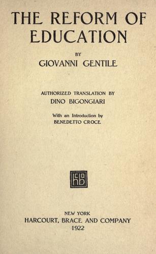 Cover for The reform of education