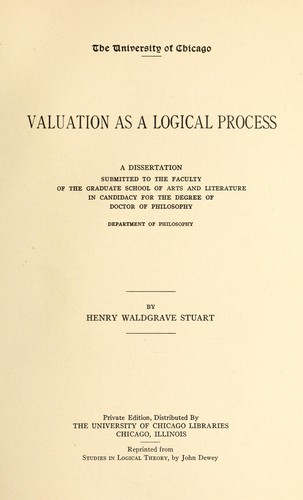 Cover for Valuation as a logical process.