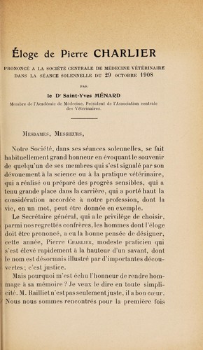 Cover for Eloge de Pierre Charlier