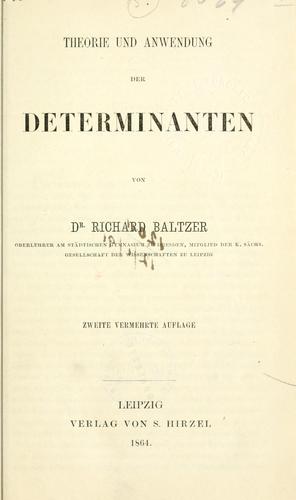 Cover for Theorie und Anwendung der Determinanten.