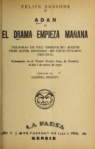 Cover for Adán, o, El drama empieza mañana