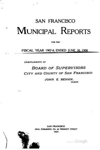 Cover for San Francisco Municipal Reports ...