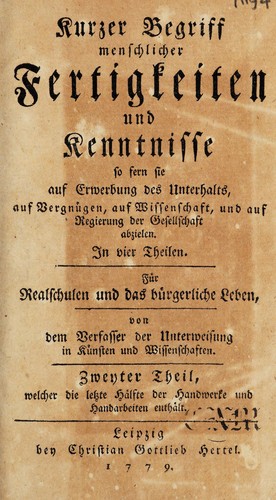 Cover for Kurzer Begriff menschlicher Fertigkeiten und Kenntnisse ...