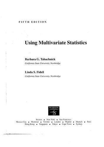 Cover for Using multivariate statistics
