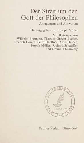 Cover for Der Streit um den Gott der Philosophen