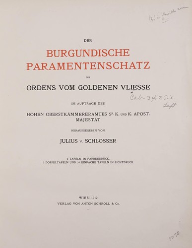 Cover for Der burgundische Paramentenschatz de Ordens vom goldenen Vliesse