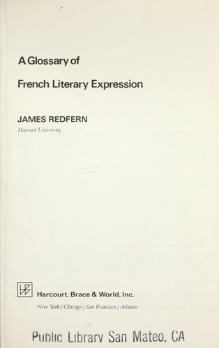 Cover for A Glossary of French literary expression