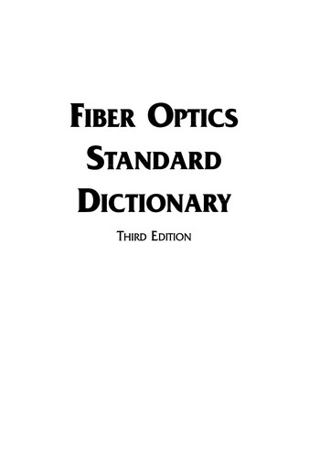 Cover for Fiber Optics Standard Dictionary