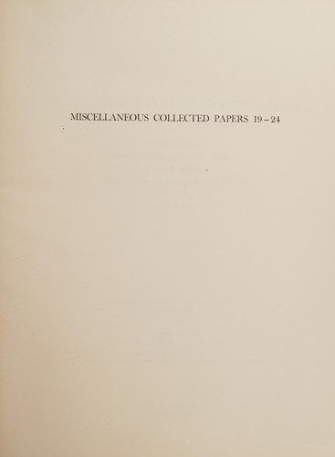 Cover for Miscellaneous collected papers 19-24