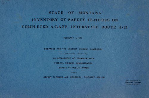 Cover for Inventory of safety features on completed 4-lane Interstate route I-15