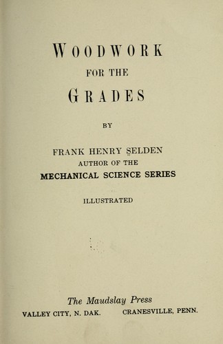 Cover for Woodwork for the grades