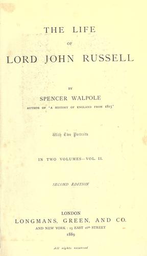 Cover for The life of Lord John Russell.