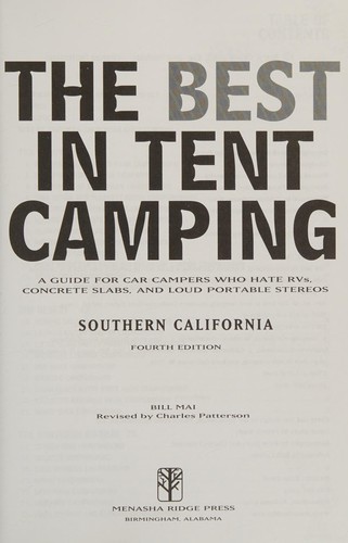 Cover for The best in tent camping, southern California