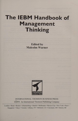 Cover for The IEBM handbook of management thinking