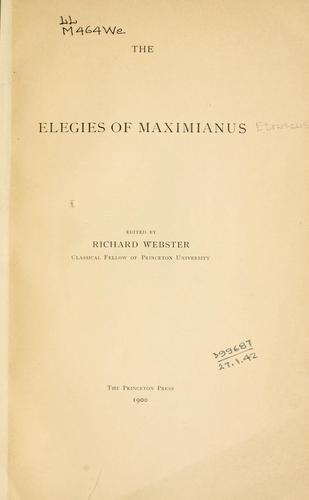 Cover for Elegies