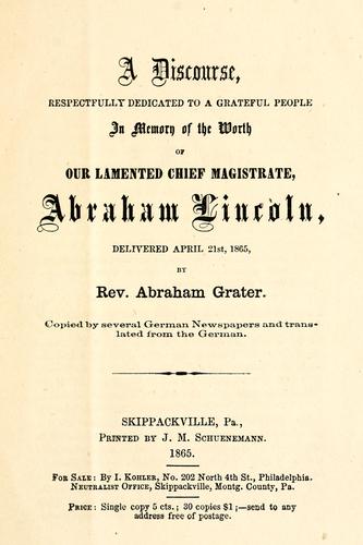 Cover for A discourse