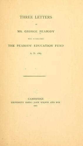 Cover for Three letters of Mr. George Peabody