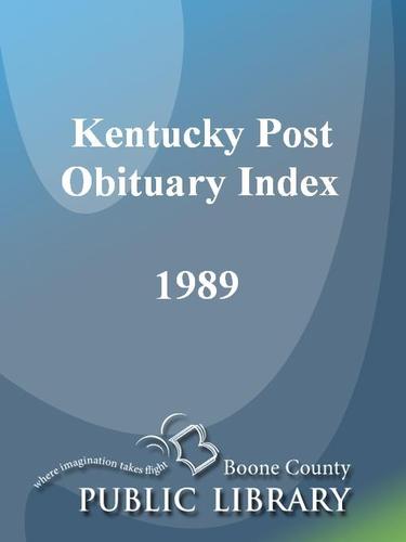 Cover for Kentucky Post Obituary Index, 1989
