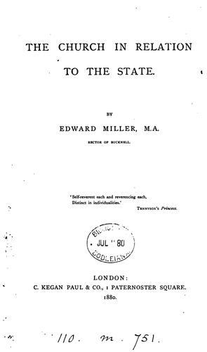 Cover for The Church in relation to the State