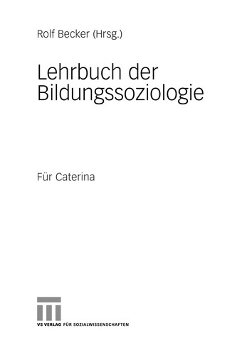 Cover for Lehrbuch der Bildungssoziologie
