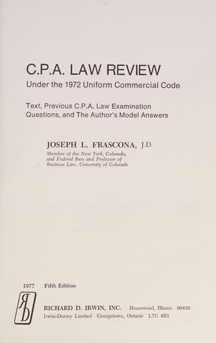 Cover for C.P.A. law review, under the 1972 Uniform commercial code