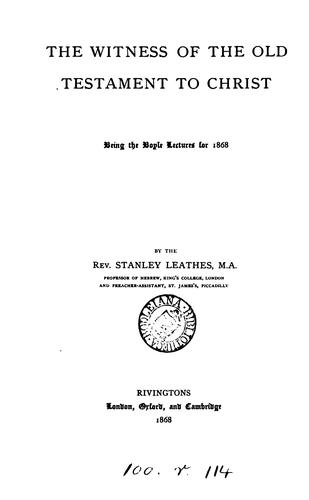 Cover for The witness of the Old Testament to Christ. Boyle lectures