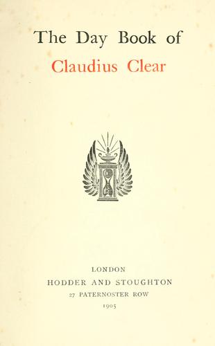 Cover for day book of Claudius Clear