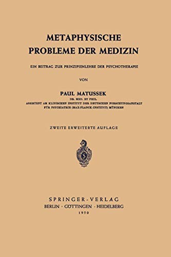 Cover for Metaphysische Probleme der Medizin