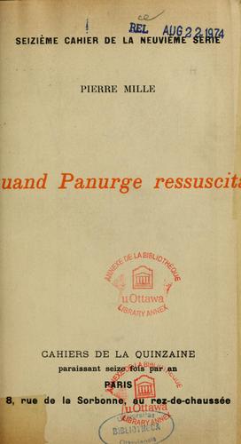 Cover for Quand Panurge ressuscita