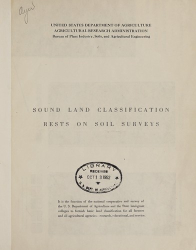 Cover for Sound land classification rests on soil surveys