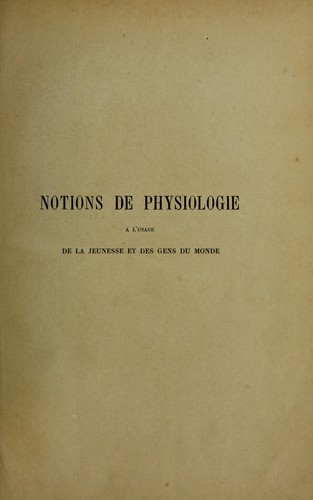 Cover for Notions de physiologie