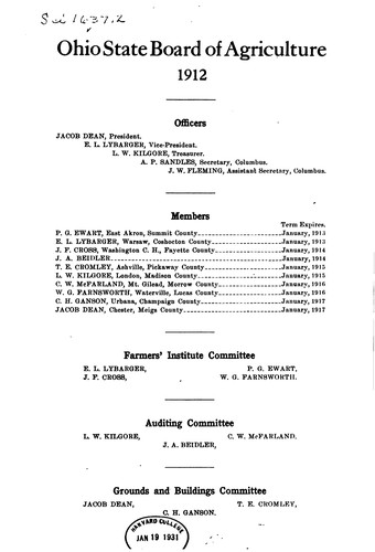 Cover for Annual report of the Ohio State Board of Agriculture