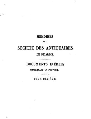 Cover for Mémoires. Documents inédits concernant la province